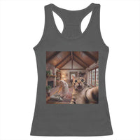 Cat Selfie with Woman Funny Cat Mom Racerback Tank Top