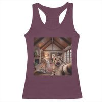 Cat Selfie with Woman Funny Cat Mom Racerback Tank Top