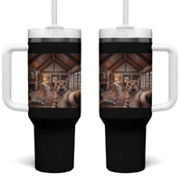 Cat Selfie with Woman Funny Cat Mom Tumbler With Handle