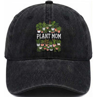 Plant Mom Washed Cotton Baseball Cap Funny Plant Lady Mama Floral Garden