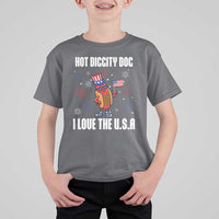 Funny Fourth Of July T Shirt For Kid Hot Diggity Dog I Love USA - Wonder Print Shop