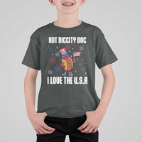 Funny Fourth Of July T Shirt For Kid Hot Diggity Dog I Love USA - Wonder Print Shop