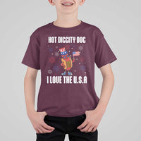 Funny Fourth Of July T Shirt For Kid Hot Diggity Dog I Love USA - Wonder Print Shop