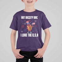 Funny Fourth Of July T Shirt For Kid Hot Diggity Dog I Love USA - Wonder Print Shop