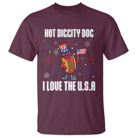 Funny Fourth Of July T Shirt Hot Diggity Dog I Love USA - Wonder Print Shop