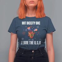 Funny Fourth Of July T Shirt For Women Hot Diggity Dog I Love USA - Wonder Print Shop