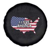 Fourth Of July Spare Tire Cover I Love America USA Flag Map