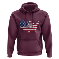 Fourth Of July Hoodie I Love America USA Flag Map - Wonder Print Shop