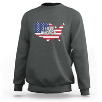 Fourth Of July Sweatshirt I Love America USA Flag Map - Wonder Print Shop