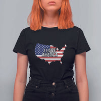 Fourth Of July T Shirt For Women I Love America USA Flag Map - Wonder Print Shop