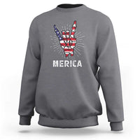 Rockin 4th Of July Sweatshirt Skeleton Hand American Flag Patriotic Day - Wonder Print Shop