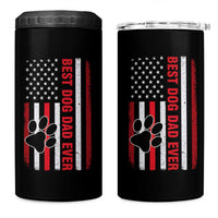 Funny Best Dog Dad Ever 4 in 1 Can Cooler Tumbler Fathers Day Vintage American Flag Paw Prints