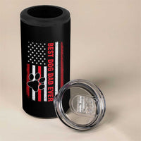 Funny Best Dog Dad Ever 4 in 1 Can Cooler Tumbler Fathers Day Vintage American Flag Paw Prints