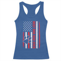 Funny Best Dog Dad Ever Racerback Tank Top Fathers Day Vintage American Flag Paw Prints