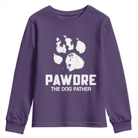 Funny Pawdre The Dog Father Youth Sweatshirt Fur Dad Fathers Day Vintage Paw Prints