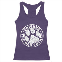 Funny Pawdre The Dog Father Racerback Tank Top Fur Dad Fathers Day Distressed Paw Prints - Wonder Print Shop