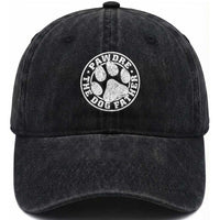 Funny Pawdre The Dog Father Washed Cotton Baseball Cap Fur Dad Fathers Day Distressed Paw Prints