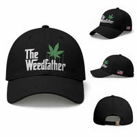 Funny The Weedfather Baseball Cap Marijuana Stoner Dad Fathers Day