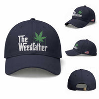 Funny The Weedfather Baseball Cap Marijuana Stoner Dad Fathers Day