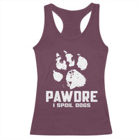 Funny Pawdre I Spoil Dogs Racerback Tank Top Fur Dad Fathers Day Vintage Paw Prints