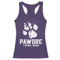 Funny Pawdre I Spoil Dogs Racerback Tank Top Fur Dad Fathers Day Vintage Paw Prints