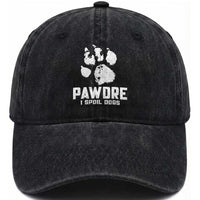 Funny Pawdre I Spoil Dogs Washed Cotton Baseball Cap Fur Dad Fathers Day Vintage Paw Prints