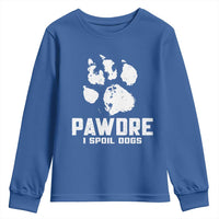 Funny Pawdre I Spoil Dogs Youth Sweatshirt Fur Dad Fathers Day Vintage Paw Prints