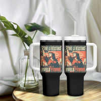 Vive La Resistance Vivela Femme Tumbler With Handle Feminist Women's Right Political Sattire - Wonder Print Shop