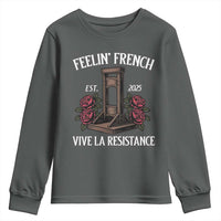 Funny Feelin French Vive La Resistance 2025 Youth Sweatshirt Vintage Rose Guillotine - Wonder Print Shop