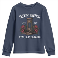 Funny Feelin French Vive La Resistance 2025 Youth Sweatshirt Vintage Rose Guillotine - Wonder Print Shop