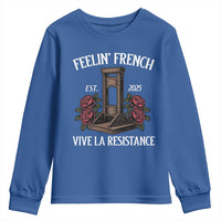 Funny Feelin French Vive La Resistance 2025 Youth Sweatshirt Vintage Rose Guillotine - Wonder Print Shop