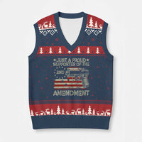 Just A Proud Supporter Of The 2nd Amendment V-Neck Knit Sweater Vest Gun Owner American Flag - Wonder Print Shop