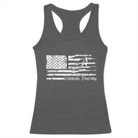 Funny Pro Gun Celebrate Diversity Racerback Tank Top 2nd Amendment Vintage American Flag - Wonder Print Shop