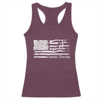 Funny Pro Gun Celebrate Diversity Racerback Tank Top 2nd Amendment Vintage American Flag - Wonder Print Shop