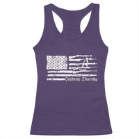 Funny Pro Gun Celebrate Diversity Racerback Tank Top 2nd Amendment Vintage American Flag - Wonder Print Shop