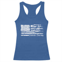 Funny Pro Gun Celebrate Diversity Racerback Tank Top 2nd Amendment Vintage American Flag - Wonder Print Shop