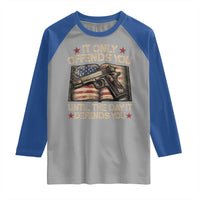 It Only Offends You Until The Day It Defends You Raglan Shirt Pro Gun American Flag - Wonder Print Shop