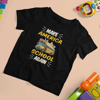 Funny Back To School T Shirt For Kid Make America School Again USA Top Hat Yellow Bus - Wonder Print Shop