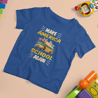 Funny Back To School T Shirt For Kid Make America School Again USA Top Hat Yellow Bus - Wonder Print Shop