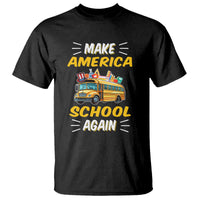 Funny Back To School T Shirt Make America School Again USA Top Hat Yellow Bus - Wonder Print Shop