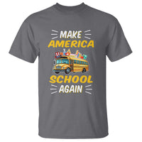 Funny Back To School T Shirt Make America School Again USA Top Hat Yellow Bus - Wonder Print Shop