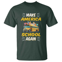 Funny Back To School T Shirt Make America School Again USA Top Hat Yellow Bus - Wonder Print Shop