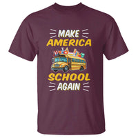 Funny Back To School T Shirt Make America School Again USA Top Hat Yellow Bus - Wonder Print Shop