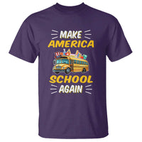 Funny Back To School T Shirt Make America School Again USA Top Hat Yellow Bus - Wonder Print Shop