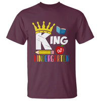 King Of Kindergarten T Shirt Back To School Crown Apple Pen Book - Wonder Print Shop