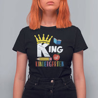 King Of Kindergarten T Shirt For Women Back To School Crown Apple Pen Book - Wonder Print Shop