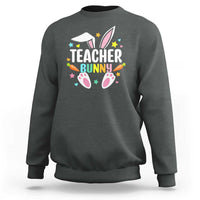 Teacher Bunny Sweatshirt Rabbit Ears Easter Day Carrot Star Heart - Wonder Print Shop