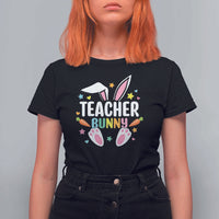 Teacher Bunny T Shirt For Women Rabbit Ears Easter Day Carrot Star Heart - Wonder Print Shop