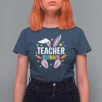 Teacher Bunny T Shirt For Women Rabbit Ears Easter Day Carrot Star Heart - Wonder Print Shop