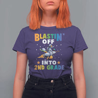Funny Back To School Space T Shirt For Women Blastin' Off Into 2nd Grade Astronaut Rocket - Wonder Print Shop